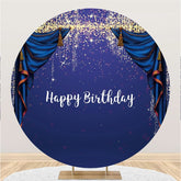 Lofaris Round Glitter And Purple Theme Happy Birthday Backdrop